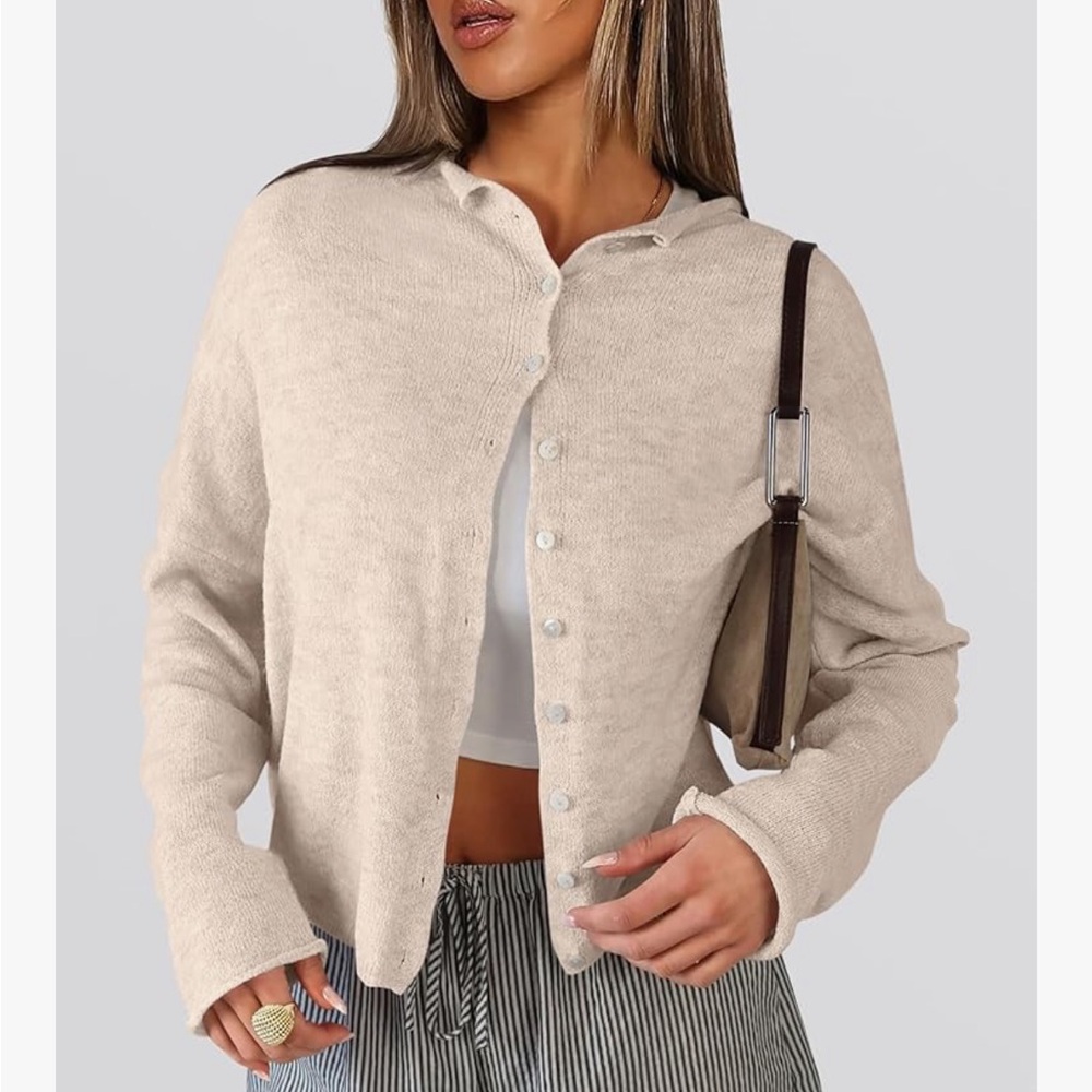 Women's Cream Button-Up Sweater